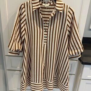 Striped Brown and White Women's Dress